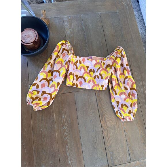 Cara Cara Pink Geometric Print Crop Top Size Small - Picture 6 of 10